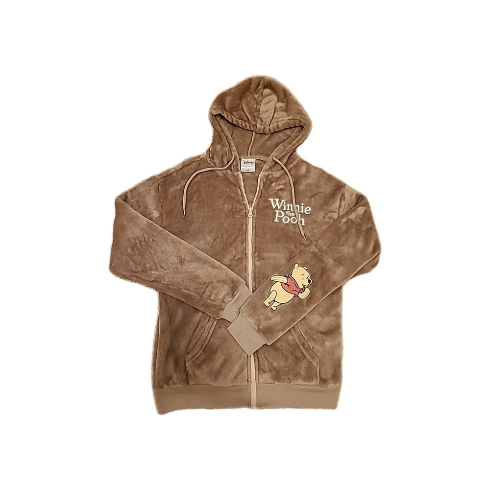 Soft Disney Winnie-the-Pooh Hooded Zip Up Sweater Embroidered Women's XS